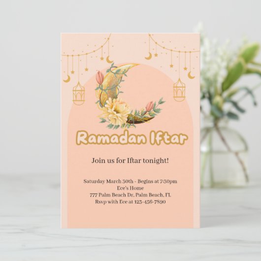 Elegante Roze Ramadan Iftar uitnodiging (Staand voorkant)