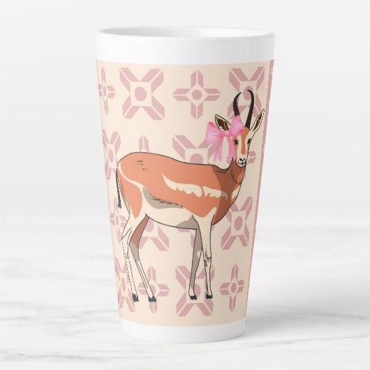 Elegante Roze Ree- gemêleerde Kerst Latte Mok (Voorkant)