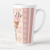 Elegante Roze Ree- gemêleerde Kerst Latte Mok (Rechts)