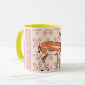 Elegante Roze Ree-motief Kerst Mok (Voorkant links)