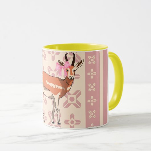 Elegante Roze Ree-motief Kerst Mok (Voorkant rechts)