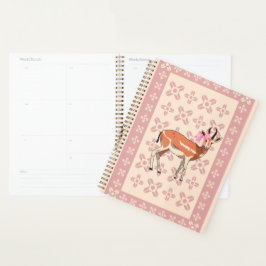 Elegante Roze Ree-patroon Kerstmis Planner