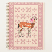 Elegante Roze Ree-patroon Kerstmis Planner (Voorkant)
