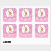 Elegante roze regenboog eenhoorn verjaardag dank u vierkante sticker (Vel)