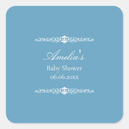 Elegante Roze Regency Stijl Baby Shower Vierkante Sticker