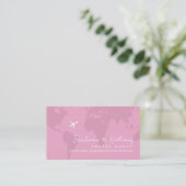 Elegante Roze Reisagent Visitekaartje (Staand voorkant)
