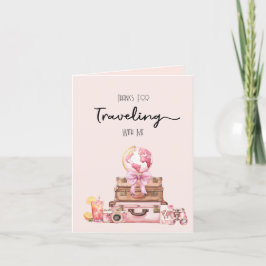 Elegante Roze Reiskleurige Bruidsdouche Bedankkaart