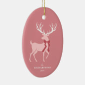 Elegante Roze Rendieren Familie Kerstmis Keramisch Ornament (Rechts)