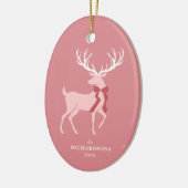 Elegante Roze Rendieren Familie Kerstmis Keramisch Ornament (Links)
