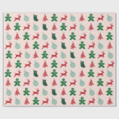 Elegante roze  retro kerst cadeaupapier (Vlak)