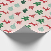 Elegante roze  retro kerst cadeaupapier (Hoek)