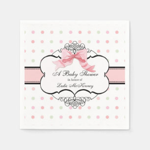 Elegante  Roze Ribbon Bow Franse Baby Meisje Servet