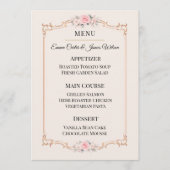Elegante Roze Rococo Bruiloft Menu (Voorkant)