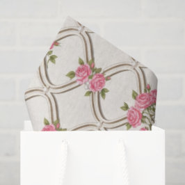 Elegante Roze Rococo Revival Bloemen & Beige Latti Tissuepapier
