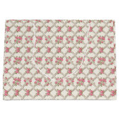 Elegante Roze Rococo Revival Bloemen & Beige Latwe Groot Cadeauzakje (Voorkant)