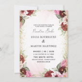 Elegante roze, rode bloem goud Spaanse Nuestra Bod Kaart (Voorkant)