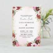 Elegante roze, rode bloem goud Spaanse Nuestra Bod Kaart (Staand voorkant)