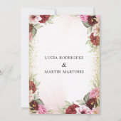 Elegante roze, rode bloem goud Spaanse Nuestra Bod Kaart (Achterkant)