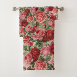 Elegante Roze Rode Bloemen op Roze Rose Goud Bad Handdoek