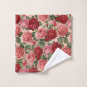 Elegante Roze Rode Bloemen op Roze Rose Goud Bad Handdoek (Wasdoekje)