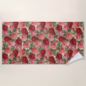  Elegante Roze Rode Bloemen op Roze Rose Goud Strandlaken (Voorkant)