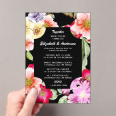 Elegante Roze Rode Bloemen Waterverf bruiloft Acryl Uitnodigingen (Insitu (Draagbaar))