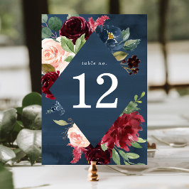Elegante Roze Rode en Marine Bloemen Bruiloft Kaart