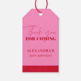 Elegante roze rode glitter verjaardag Dank u Cadeaulabel