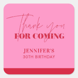 Elegante Roze Rode Glitter Verjaardag Dank u Vierkante Sticker