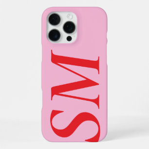 Elegante Roze Rode Krachtige Initiaal Monogram iPhone 16 Pro Max Hoesje