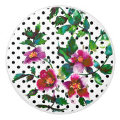 Elegante roze rode magenta waterverf rozen polkado keramische knop (Voorkant)