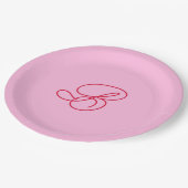 Elegante Roze & Rode Monogram Script Naam  Papieren Bordje (Gekanteld)