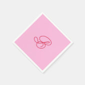 Elegante Roze & Rode Monogram Script Naam Servet (Hoek)