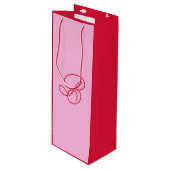 Elegante Roze & Rode Monogram Script Naam Wijn Cadeautas (Voorkant Gekanteld)