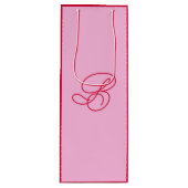 Elegante Roze & Rode Monogram Script Naam Wijn Cadeautas (Voorkant)