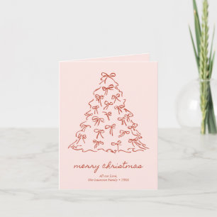 Elegante Roze & Rode Opgevouwen Prettig Kerstfeest Feestdagen Kaart