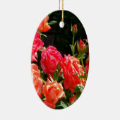 Elegante roze rode oranje florale rozen keramisch ornament (Rechts)