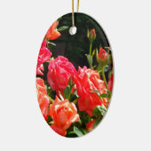 Elegante roze rode oranje florale rozen keramisch ornament (Links)