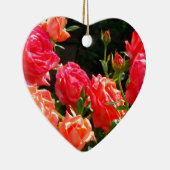 Elegante roze rode oranje florale rozen keramisch ornament (Rechts)