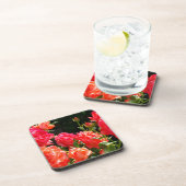 Elegante roze rode oranje florale rozen onderzetter (Rechterzijde)