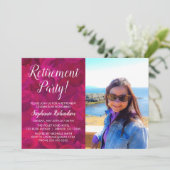 Elegante Roze Rode Roos Foto Pensionering Kaart (Staand voorkant)