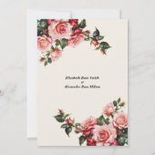 Elegante roze rode rozen bruiloft repetitie diner kaart (Achterkant)