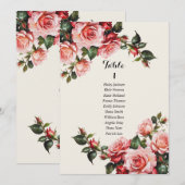 Elegante roze rode rozen bruiloft zithoek kaart (Voorkant / Achterkant)