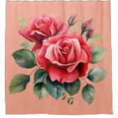 Elegante Roze Rode Rozen Gordijn (Voorkant)