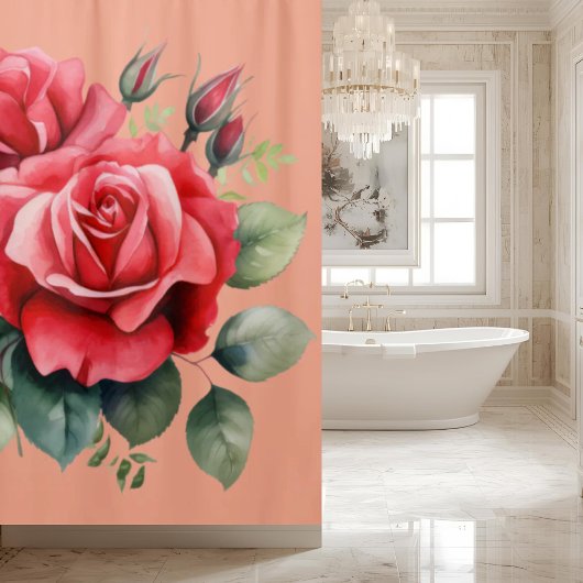 Elegante Roze Rode Rozen Gordijn