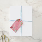 Elegante Roze & Rode Rozen op Roze Achtergrond met Cadeaulabel (Met Touw)
