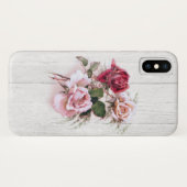 Elegante Roze & Rode Rozen op witgekalkt hout Case-Mate iPhone Case (Achterkant (horizontaal))