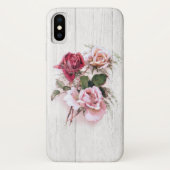 Elegante Roze & Rode Rozen op witgekalkt hout Case-Mate iPhone Case (Achterkant)
