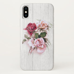 Elegante Roze & Rode Rozen op witgekalkt hout Case-Mate iPhone Case