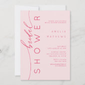 Elegante Roze & Rode Uitnodiging voor Bruidsdiner (Voorkant)